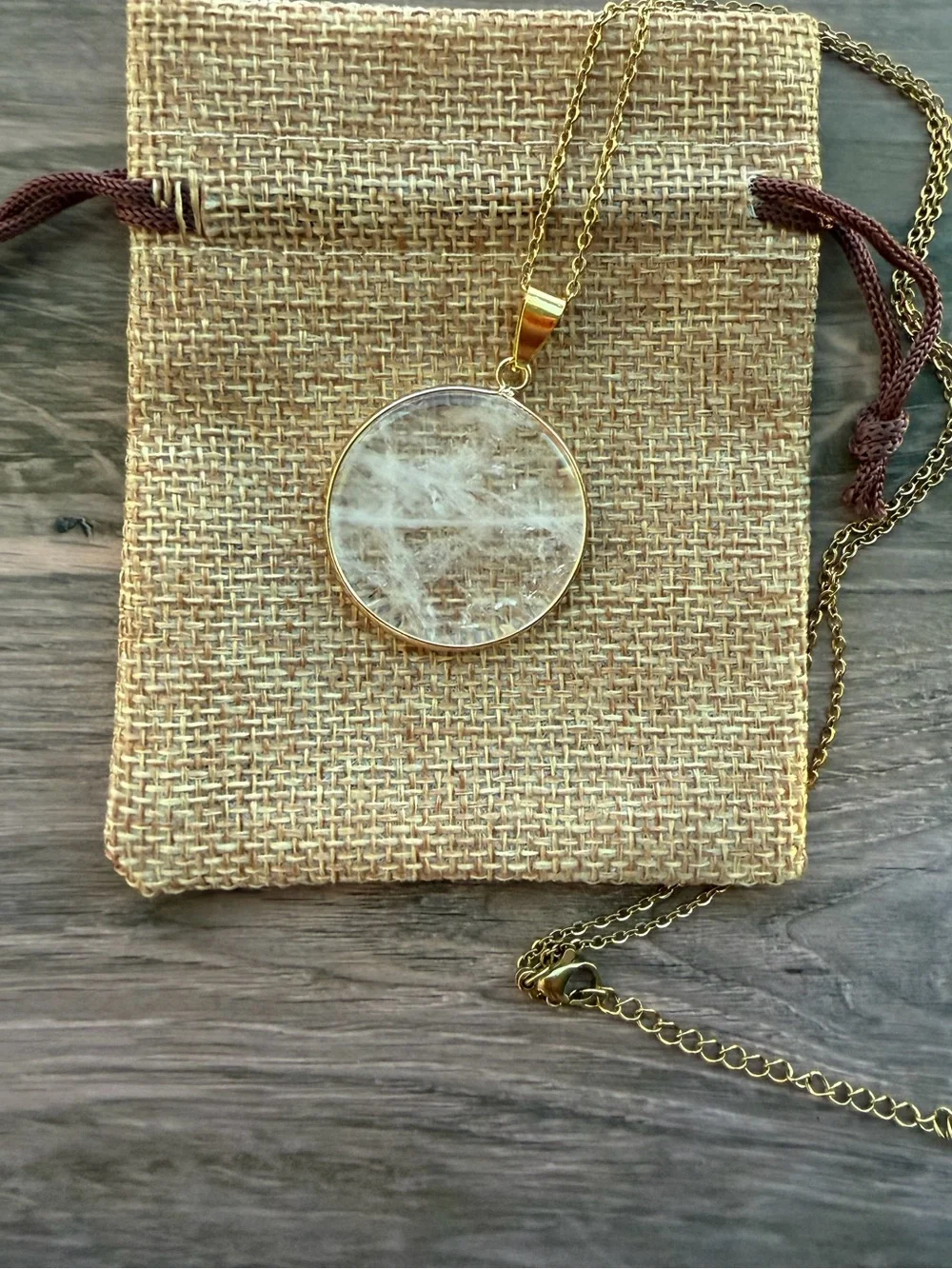Clear Quartz Round Necklace Clear Quartz Minimalist Necklace